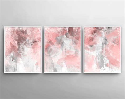 Blush Pink Decor Blush Pink Wall Art 3 Poster Set Bedroom Etsy