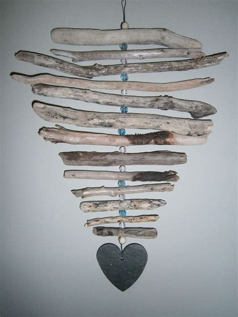 Beach Driftwood Hanging Mobile Handmade With Driftwood Slate