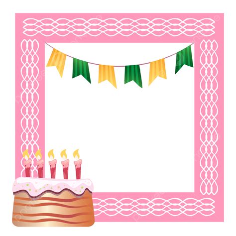 Pink Birthday Cake Vector Art Png Birthday Frame Pink Border With Cake