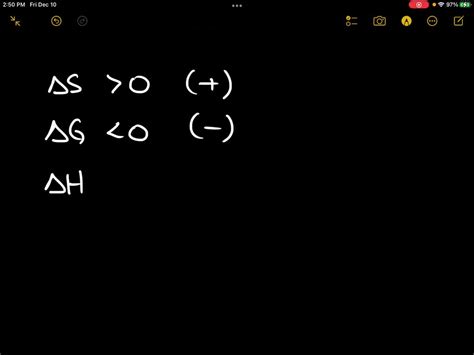 SOLVED: What are the signs (+,-, or 0) of Δ H, Δ S, and Δ G for the spontaneous sublimation of a ...