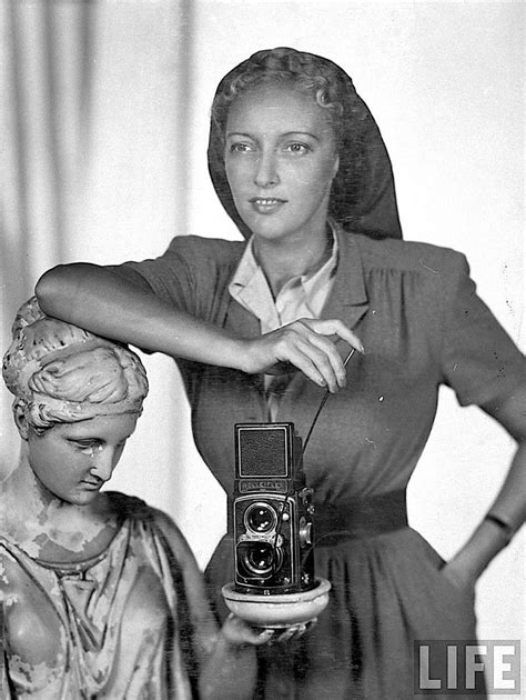 Life Photographer Nina Leen Posing With Rolleiflex Camera 1949