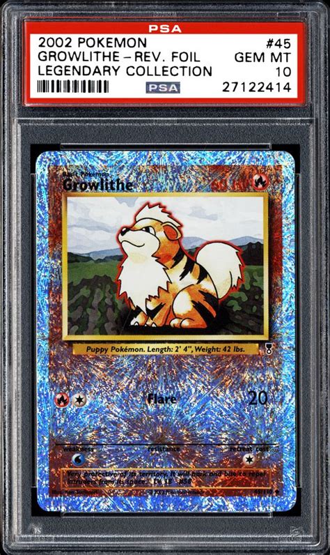 2002 Nintendo Pokemon Legendary Collection Growlithe Reverse Foil Psa