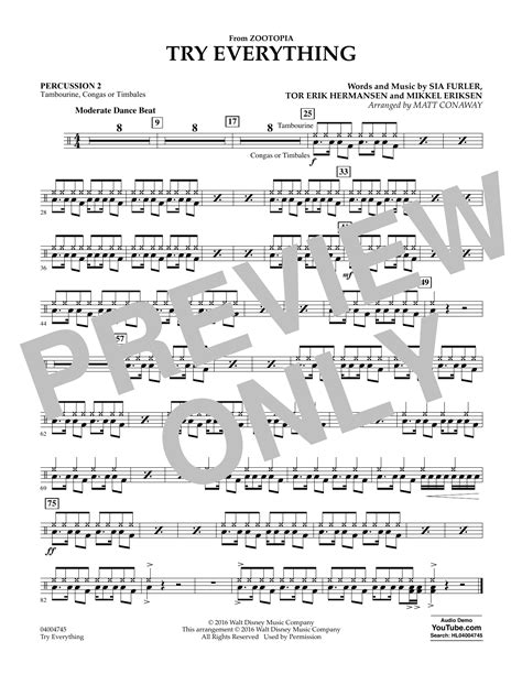 Try Everything From Zootopia Percussion 2 By Matt Conaway Sheet