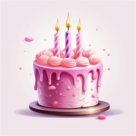 Premium AI Image | a pink birthday cake with candles on it