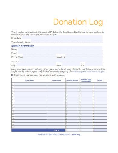 6 Donation Log Templates In Pdf