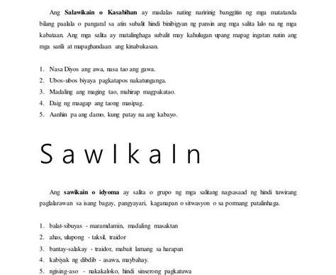 Mga Halimbawa Ng Kasabihan At Kahulugan Sakahulugan