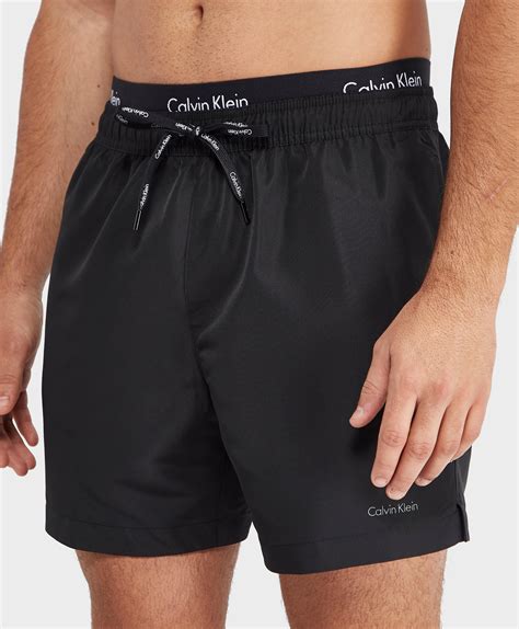 Lyst Calvin Klein Double Waistband Swim Shorts In Black For Men