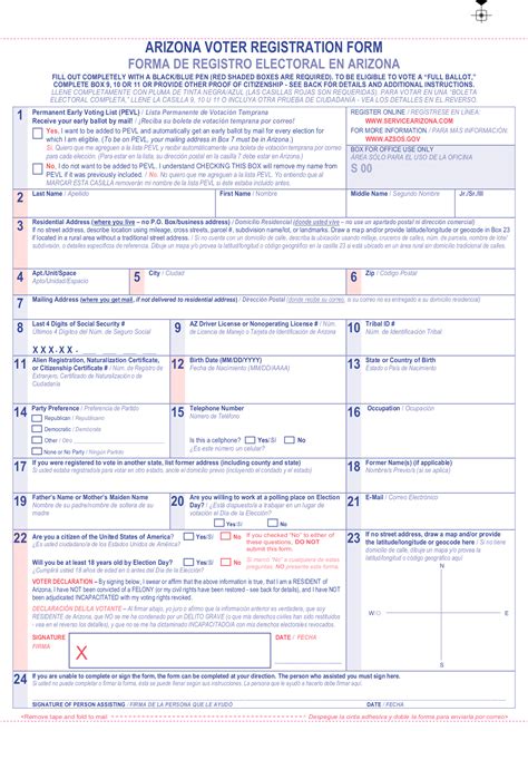 Free Arizona Voter Registration Form Register To Vote In Az Pdf