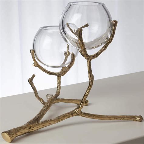 Twig 2 Vase Holder Brass High Fashion Home