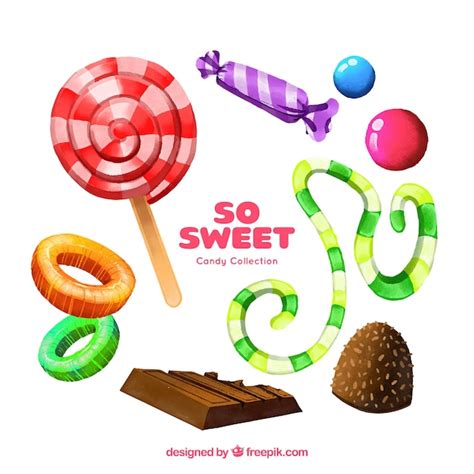 Colección de deliciosos dulces en estilo acuarela Vector Gratis