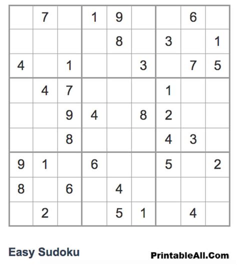 Printable Simple Sudoku 9x9 Sheet 3 Free Download And Print For You