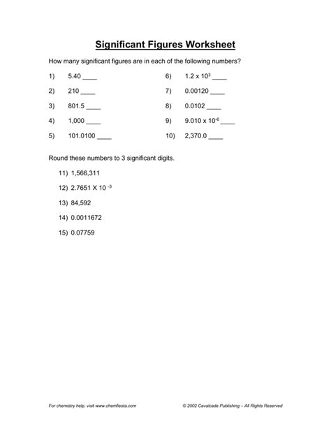 Significant Figures Worksheet Chemistry Wordworksheet