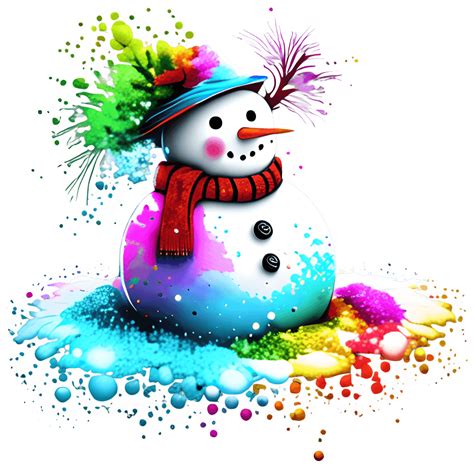 Kleurrijke Paint Splash Snowman Creative Fabrica