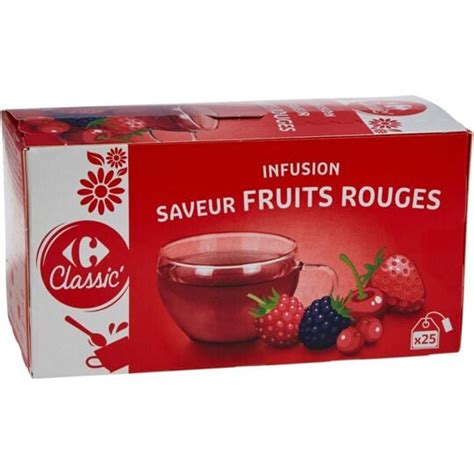 Infusion fruits rouges CARREFOUR CLASSIC les 25 sachets d 1 6g à