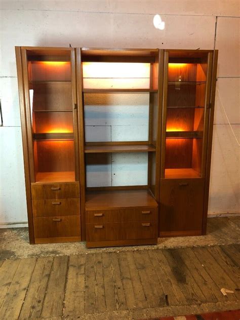 Vintage G Plan Teak Display Cabinet Wall Unit With Doors And Drawers