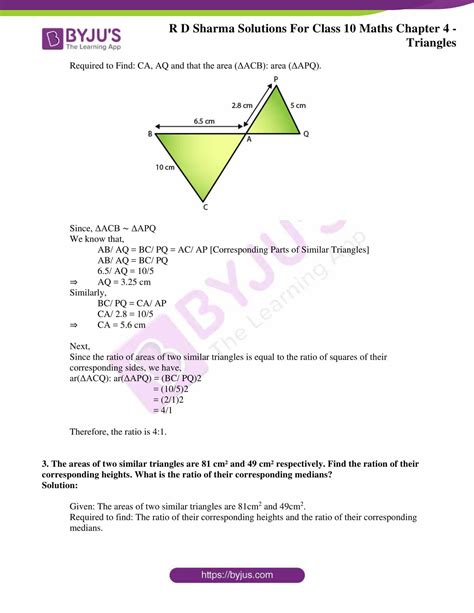 RD Sharma Solutions For Class 10 Maths Chapter 4 Triangles