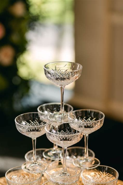 Set Of 4 Cut Crystal Style Coupe Champagne Glasses Romantic Etsy