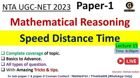 Speed Distance Time For Ugc Net Exam 2023 Mathematical Reasoning For