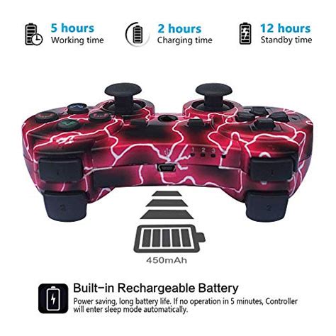 Kujian Controller For Ps3 2 Pack Wireless Controller For Playstation 3 6 Axis Thunderbolt Style