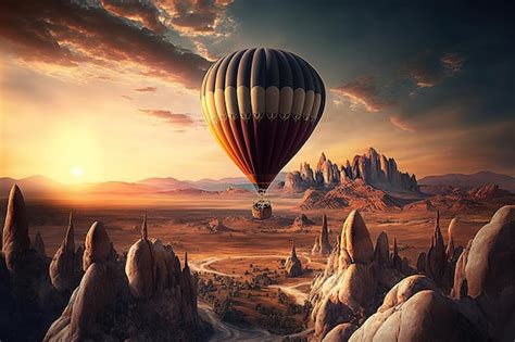 Premium Photo Hot Air Balloon At Sunset