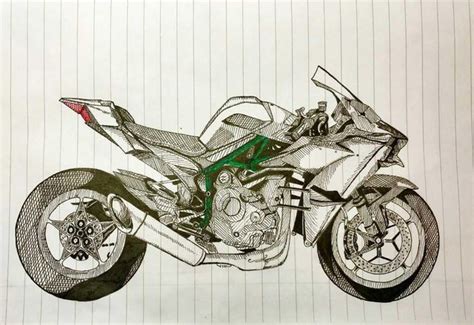 Kawasaki Ninja H2r Drawing Easy How To Draw Ninja H2r Bike 51 Off