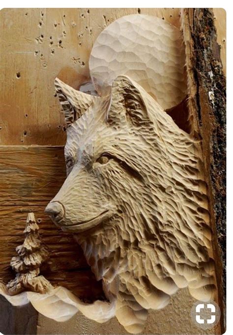 Beautiful Wolf And Eagle Wood Carving - Woodcarving HD Image