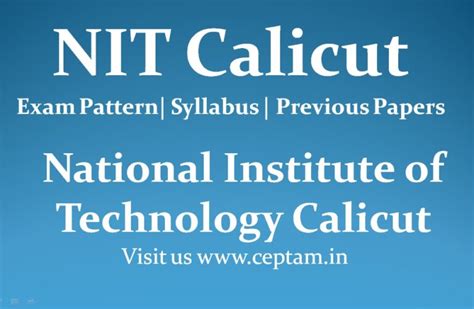 Nit Calicut Previous Year Question Papers Ceptam