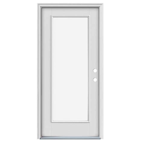 Jeld Wen 32 In X 80 In Full Lite Primed Fiberglass Prehung Right Hand Inswing Front Door