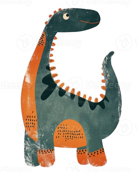 Ai Generated Cute Long Neck Dinosaur Cartoon With Watercolor Style For T Shirt And Sticker Print