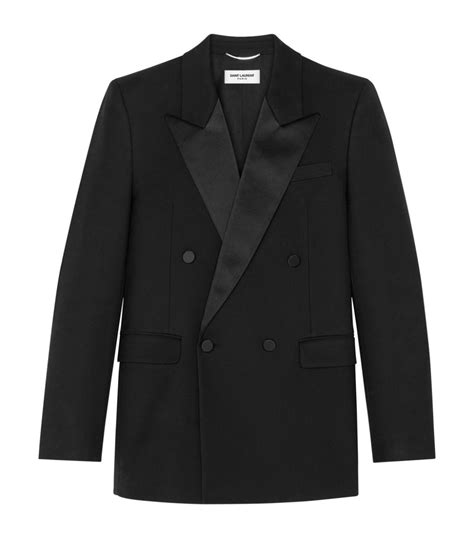 Mens Saint Laurent Black Wool Double Breasted Tuxedo Jacket Harrods UK