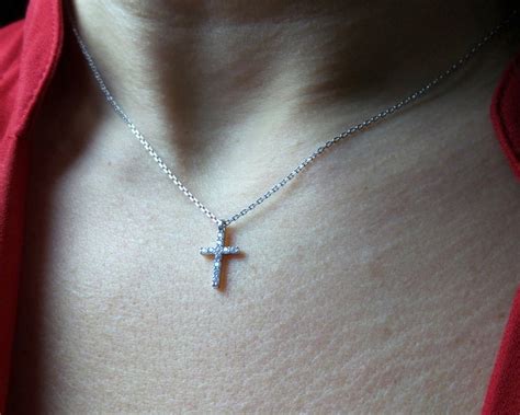 Small Cross Necklace Cross Necklace Diamond Cz Cross Etsy