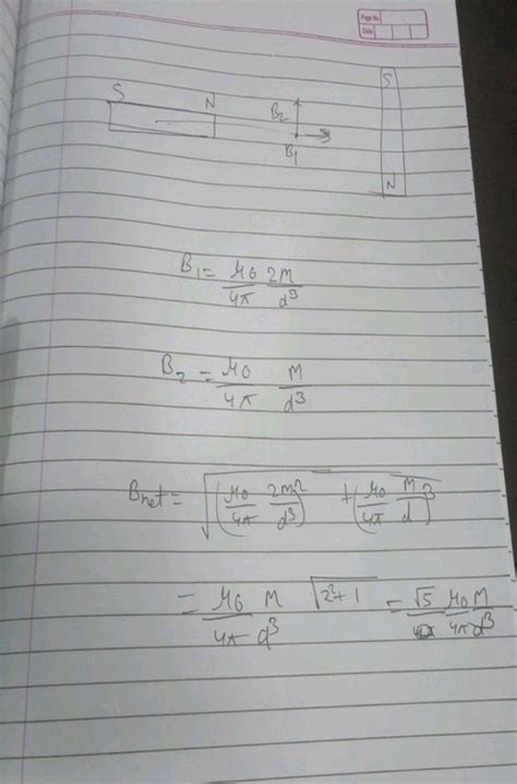 Two Identical Magnetic Dipoles A And B Each Having Magnetic Moment M