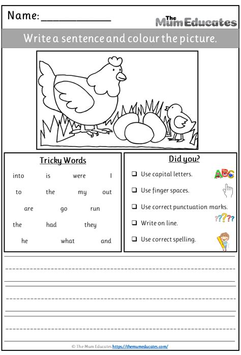 Free Simple Sentence Writing Picture Prompts For Kids The Mum Educates