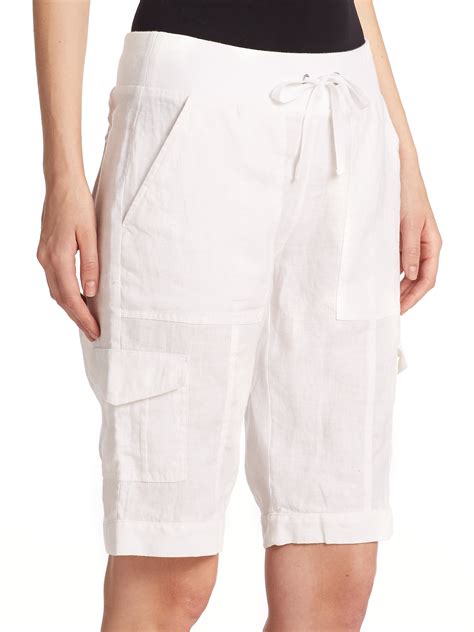 Lyst Eileen Fisher Linen Drawstring Shorts In White