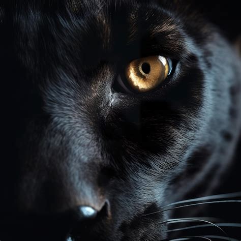 Premium Photo | Black panther's eyes close up