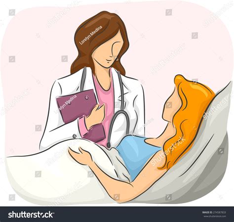 Illustration Pregnant Girl Her Obgyn During Stock Vector Royalty Free