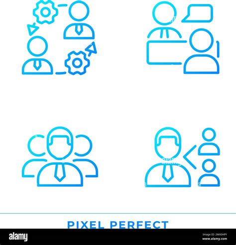 Teamwork Pixel Perfect Gradient Linear Vector Icons Set Stock Vector