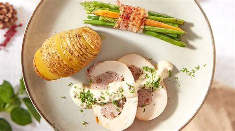 Recept Gevulde Kalkoenfilet Met Groenterolletjes En Hasselback