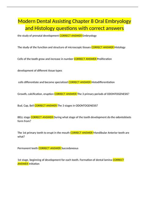 Modern Dental Assisting Chapter Oral Embryology And Histology