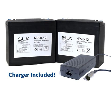 2 X 12v 20ah Lithium Mobility Scooter Batteries Charger Bundle Slk