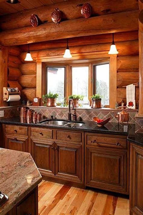 47 Inspiring Small Rustic Kitchen Design Ideas 2019 Log Home Kitchens Log Cabin Kitchens Log