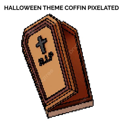 3d Pixel Gaya Kayu Dibuka Peti Mati Ornamen Dekoratif Halloween Desain