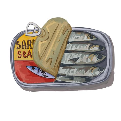 Premium Photo Hand Drawn Artistic Food Illustration Of Canned Sardine