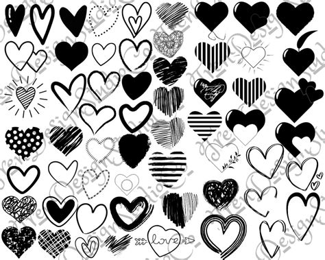 Heart Bundel Svg Heart Doodle Svg Heart Svg Cut Files For Cricut