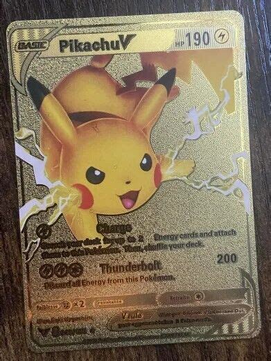 Pikachu V Gold Pokemon Card Mint Condition Custom Enhanced Full Art