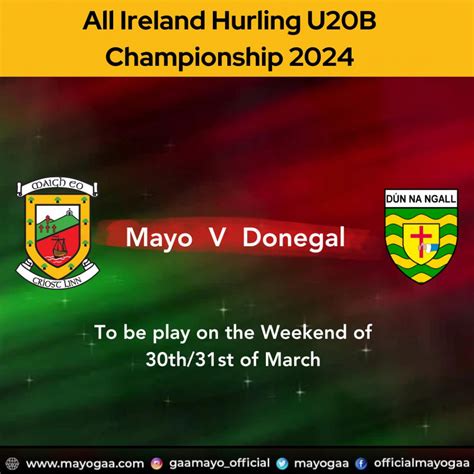 U20 Hurling Championship Fixtures 2024 Mayo GAA