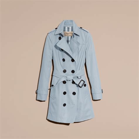 Cotton Gabardine Trench Coat In Pale Sky Blue Women Burberry United States