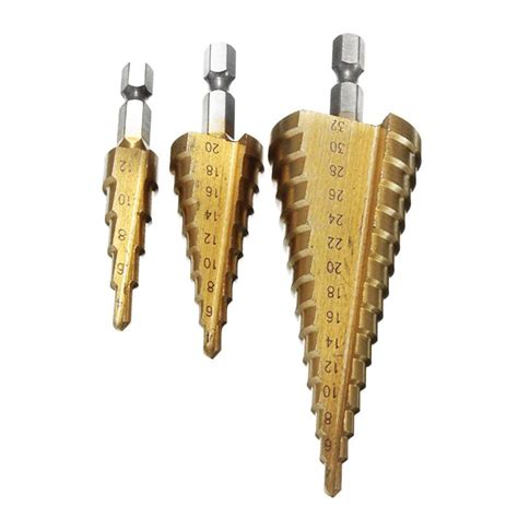 Piece Titanium Coated Hss Step Drill Bit Set Metric