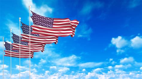 Free 4k Stock Footage Usa American Flags Waving On The Dark Blue Sky 4k Video Loop Youtube