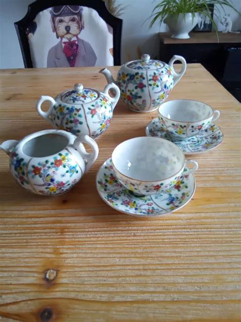 Service Caf Th Ancien En Porcelaine Chinoise Vintage D Cor Peint